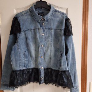NWOT Lace Trimmed Jean Jacket